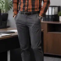 پیراهن چهارخونه کرم آبی