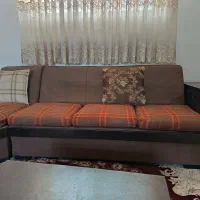 مبل راحتی L کرم قهوه ای