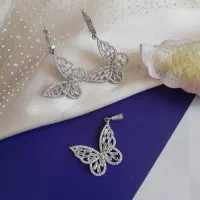 نیم ست نقره طرح پروانه