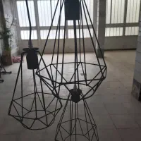 چلچراغ سه شاخه فلزی و حبابی