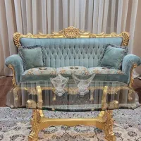 ست مبلمان و ناهارخوری چوب راش ورق طلا ۱۰نفره