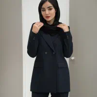 مانتو و شلوار فیونا با یقه بلیزری شلوار نیم بگ 955