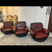 ۴ عدد مبل گردان راحتی چرم اصل ترک