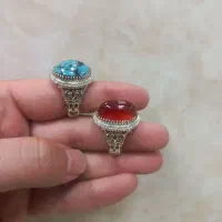 انگشتر فیروزه وعقیق