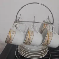 سرویس فنجان و نعلبکی با استند نو و سایر لوازم
