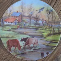 بشقاب دیوارکوب ظرف ظروف باغ سنتی ملامین قدیمی|کلکسیون اشیاء عتیقه|مشهد, ادیب نیشابوری (شهرک غرب)|دیوار