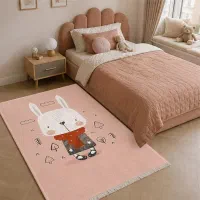 فرش فرشینه کودک نوجوان هماهنگ با پرده و روتختی