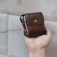 کیف سیگار و فندک کمری چرم طبیعی گاوی دستدوز