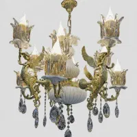 لوستر فرشته ۸ شاخه۱۲ شعله سرامیکی برنزی با ضمانت