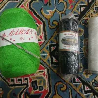 نخ کاموا + سوزن مخصوصش + نخ های محکم پلی استر