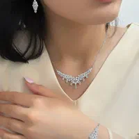 سرویس جواهر تمام نقره مدل رزا عین طلا