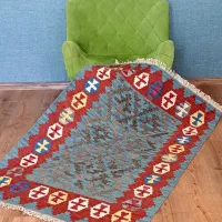 گلیم دستبافت پشمی دورو با طرح خاص