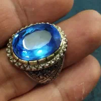 انگشتر دستساز با نگین آبی