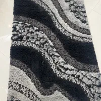 قالیچه کرم قهوه ای و مشکی طوسی