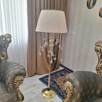 آباژور و فانوس طلایی کریستال