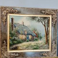 تابلو فرش طرح کلبه شب