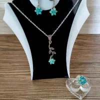سرویس طرح گل نقره و فیروزه