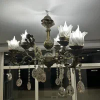 لوستر 3 شاخه دوبل آنتیک|لوستر و چراغ آویز|فولادشهر, مسکن مهر فولادشهر|دیوار