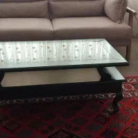 جلو مبلی شیشه ای  سه عدد عسلی