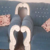 مبل چوبی پارچه ای با سه تا عسلی|مبلمان خانگی و میز عسلی|جوانرود, |دیوار