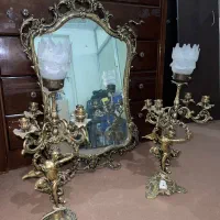 آینه شمعدان قدیمی برنج اصل