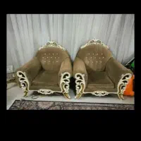 مبل هفت نفره نیمه استیل با ست جلو مبلی چوبی|مبلمان خانگی و میز عسلی|قم, کوه سفید|دیوار