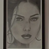 نقاشی چهره خانم سیاه قلم|تابلو، نقاشی، عکس|بم, |دیوار