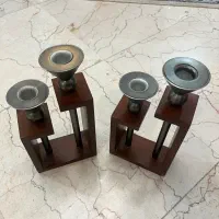 ست چوبی- نقره ای شمعدان- سطل- جای دستمال   انتیک|ظروف سرو و پذیرایی|تهران, گیشا|دیوار