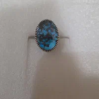 انگشترنقره عیار ۹۲۵ نگین فیروزه اصل و عقیق خراسان