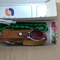 دستبند عقیق با بند چرم طبیعی