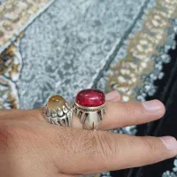 انگشتر یاقوت سرخ وباباقوری نقره اصل قدیمی