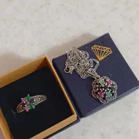 مدال و انگشتر نقره یاغوت وزمرد اصل|جواهرات|تبریز, |دیوار