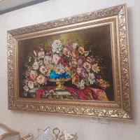 تابلو فرش دستباف ریزبافت گل ابریشمی