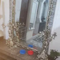 آینه شمعدان برنز روکش نقرع