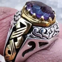 انگشتر نقره آمیتیست لیزر تراش