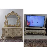 آینه کنسول ومیزتی وی تمام چوب منبت کاری شده