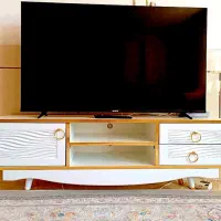 میز تلویزیون سفید طلایی شیک و خاص