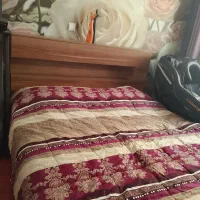 تختخواب دونفره شرکتی گردویی باتشک دونفره طبی رویال