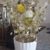 گلدان سفال وگل مصنوعی