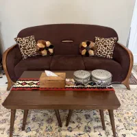 ست مبل ۷ نفره راحتی (قهوه‌ای چوب و پارچه)
