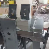 میز ناهار خوری ۶ نفره سالم شیشه ۹ میل دو طبقه