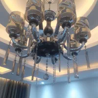 لوستر ۸ شاخه برنج با سنگ طبیعی