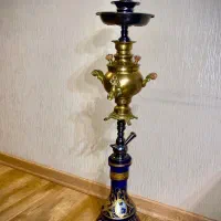 قلیان برنجی با سماور وسط / میز تلفن رزین