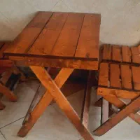 میز و صندلی چوبی تاشو ضدآب