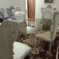 غذاخوری چهارنفره جنس چوب پارچه ترک اصل بامیز|میز و صندلی غذاخوری|ماکو, |دیوار