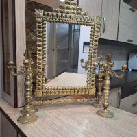 آینه شمعدان برنجی جنس قدیمی ۳۰ سال پیش