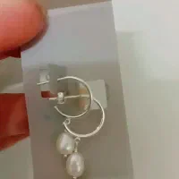 گوشواره نقره ایتالیایی با آویز مروارید پرورشی نونو