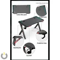 میز گیمینگ سطح کربنی و پایه فلزی با چراغ LED RGB|میز تحریر و کامپیوتر|قائم‌شهر, |دیوار