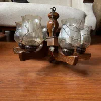 ست لوستر و دیوار کوب چوب