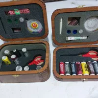جعبه نخ و سوزن چوبی
